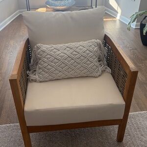 Cream Macrame Decorative Pillow